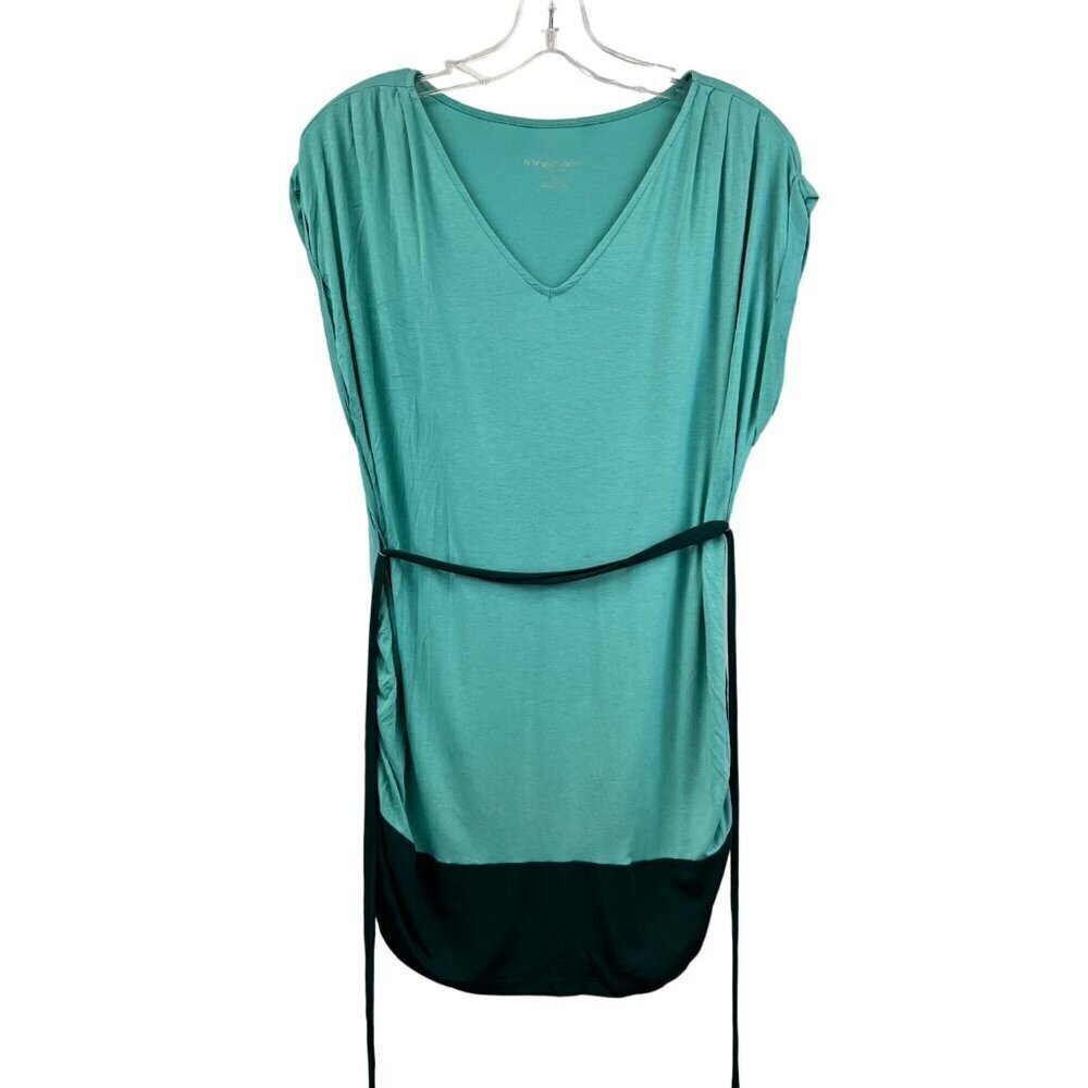 Liz Lange Maternity Womens V-Neck Tie Waist Cuff Cap Sleeve Top Colorblock S